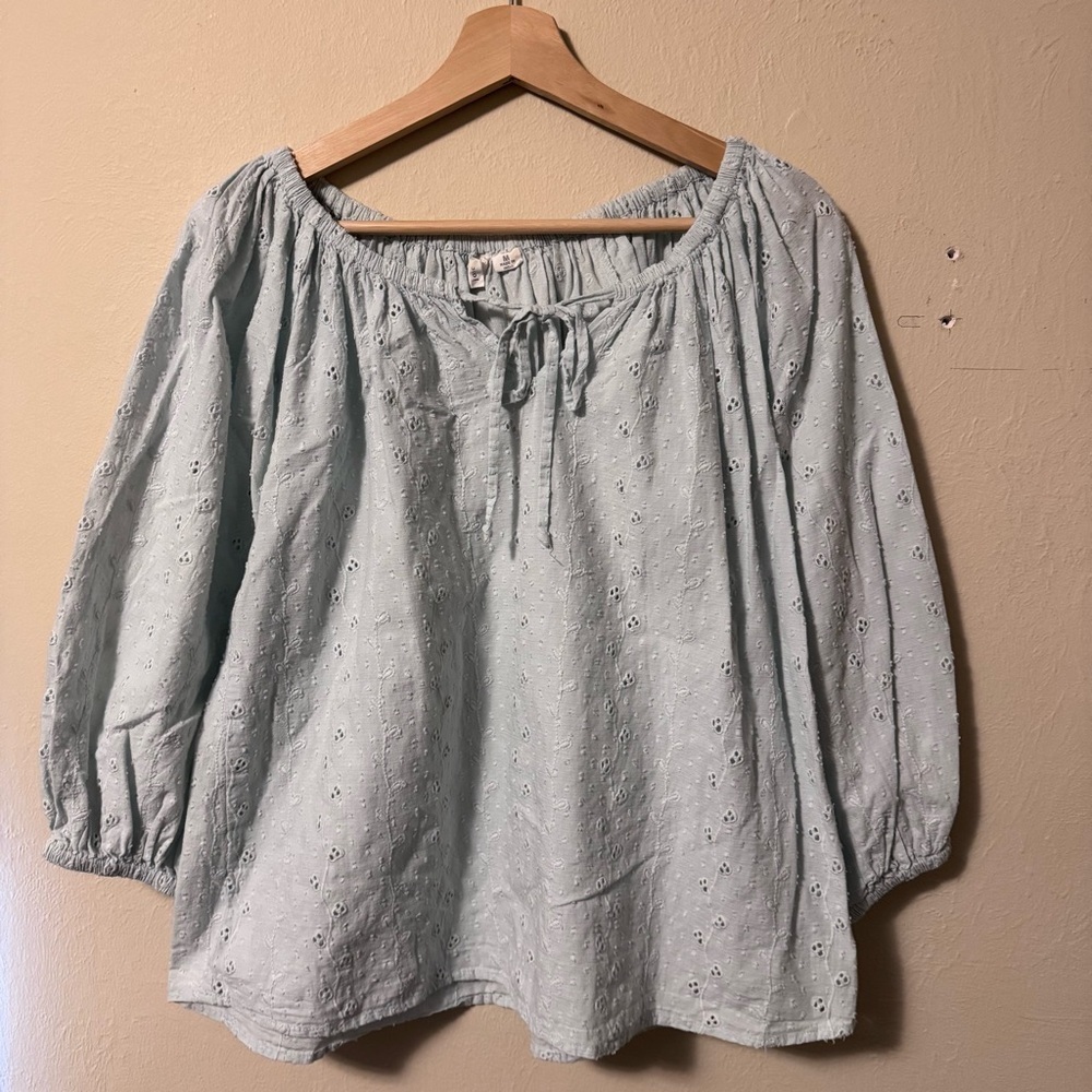 Joie baby blue swiss dot balloon sleeve blouse Size Medium